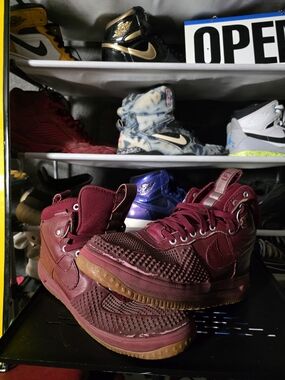 🔥 Nike Men's Size 10 Lunar Force Duckboot Maroon Gum Athletic High-Top Sneakers